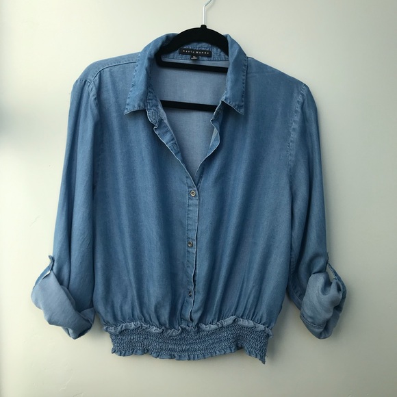 Haute Monde Tops - Haute Monde Chambray Shirt with elastic waist XL